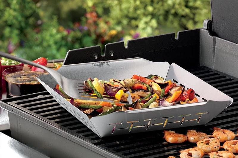 Weber Deluxe Grilling Basket - Stainless Steel Grill Pan For Vegetables & Small Foods