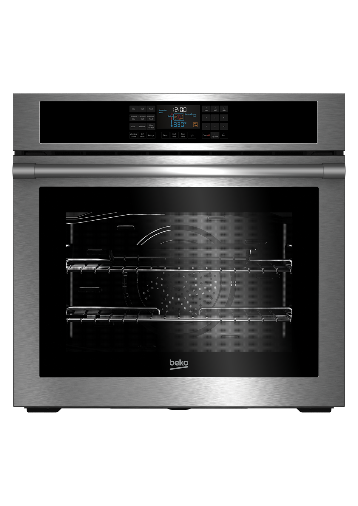 Horno electrico empotrable 60 cm, 70L, 3,3kW, Parrilla, Aire circulante, Aire caliente, Extracciones telescópicas