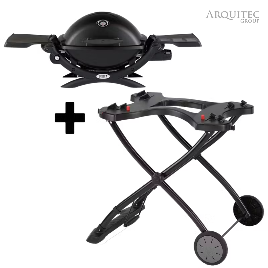 Weber Q 1200 Portable Gas Grill Black Portable Cart – Arquitec Group