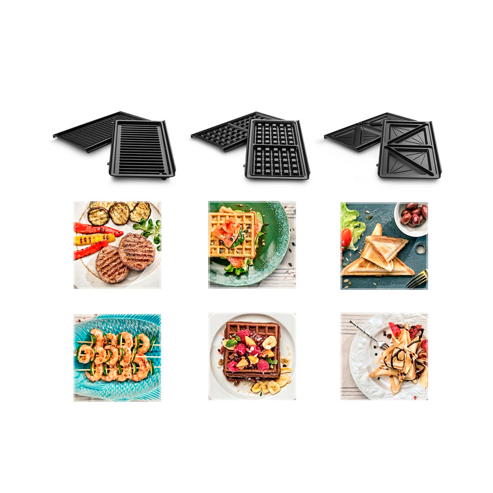 Panini compact grill 3 in 1: Waffle, Grill & Griddle Plates