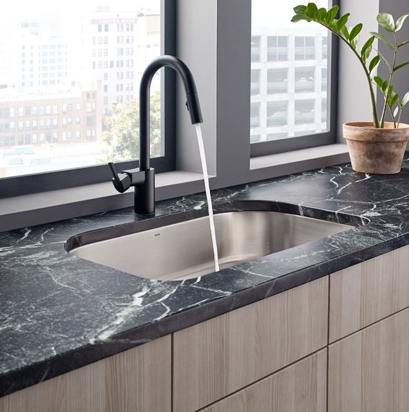 Grifo Monomando Extraíble De Cocina De Arco Alto Negro Align